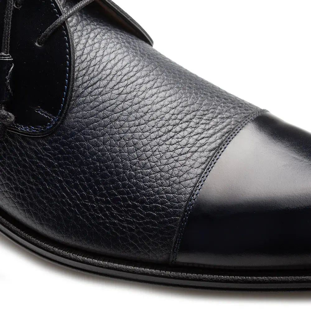 Mezlan Capello 21744 Blue Genuine Leather Hi-Shine/Calf Oxfords