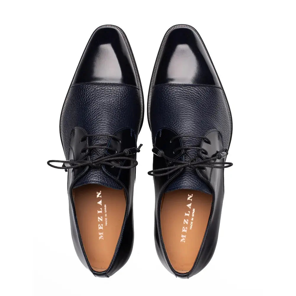 Mezlan Capello 21744 Blue Genuine Leather Hi-Shine/Calf Oxfords