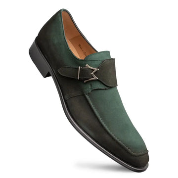 Mezlan Diesel 21745 Forest Green Genuine Leather Suede Monk Strap Shoes