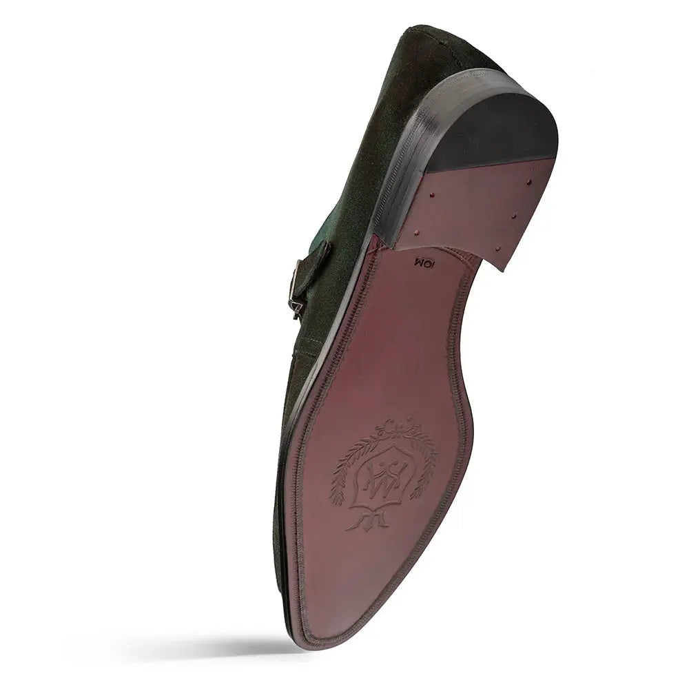 Mezlan Diesel 21745 Forest Green Genuine Leather Suede Monk Strap Shoes