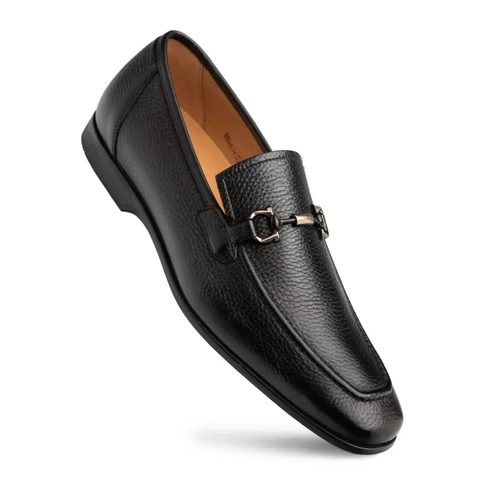 Mezlan Marinelli 21749 Black Genuine Deerskin Ornament Slip On Loafers