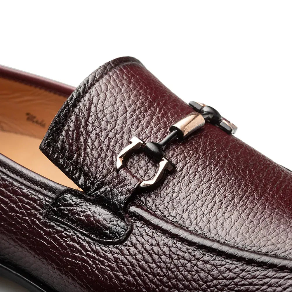 Mezlan Marinelli 21749 Burgundy Genuine Deerskin Ornament Slip On Loafers