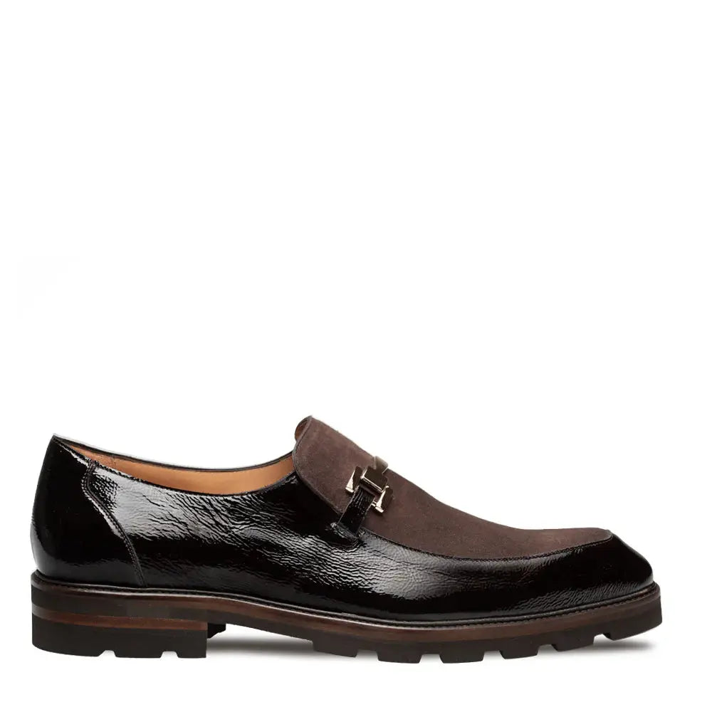 Mezlan Valone 21763 Brown Genuine Leather Hi-Shine/Suede Lug Slip On Loafers