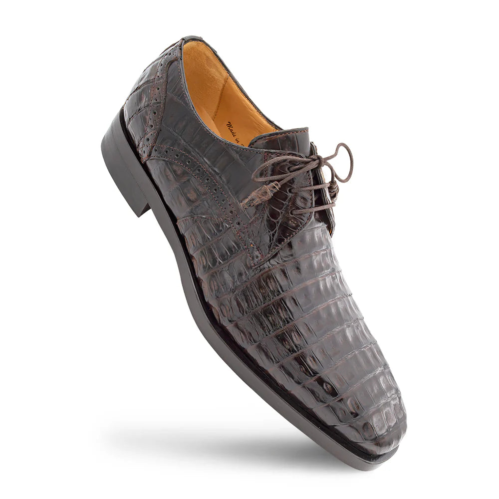 Mezlan Golfo 4967-F Brown Plain Toe Crocodile Derby Oxfords