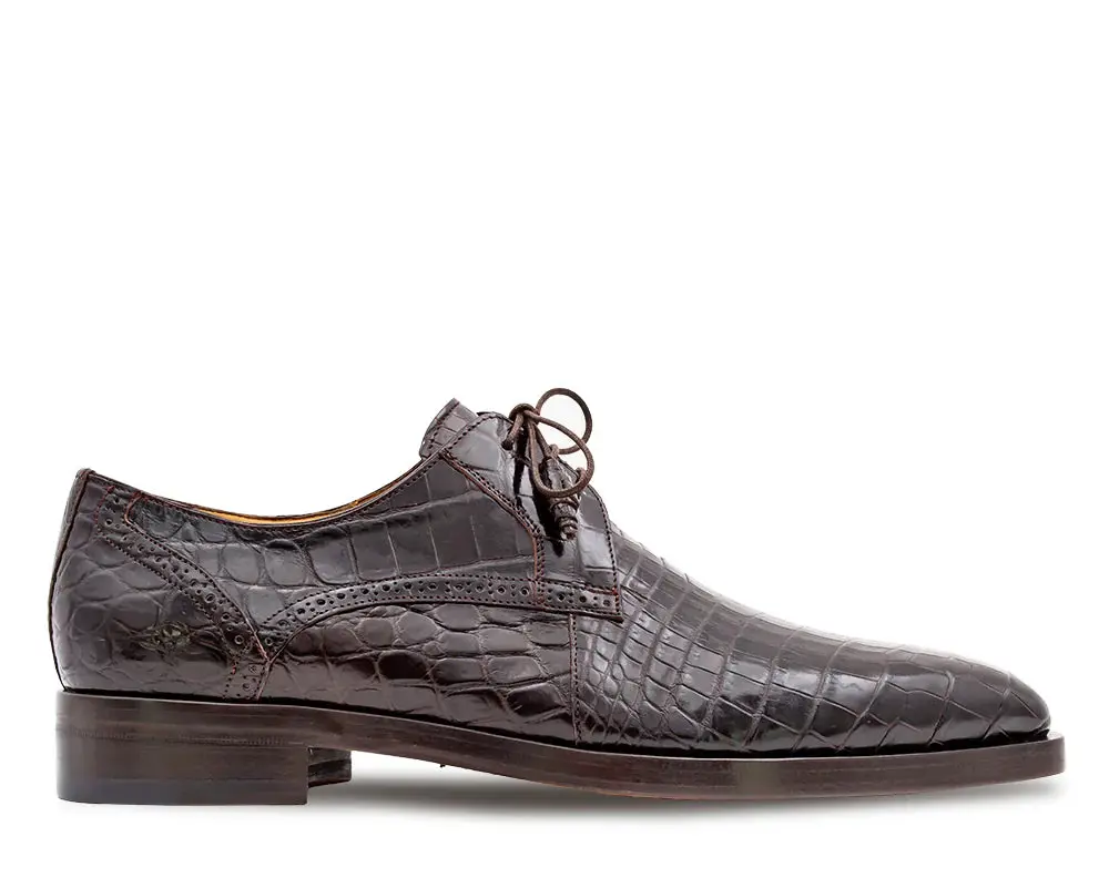 Mezlan Dandy EX4967-J Brown Genuine Alligator Lace Up Oxfords