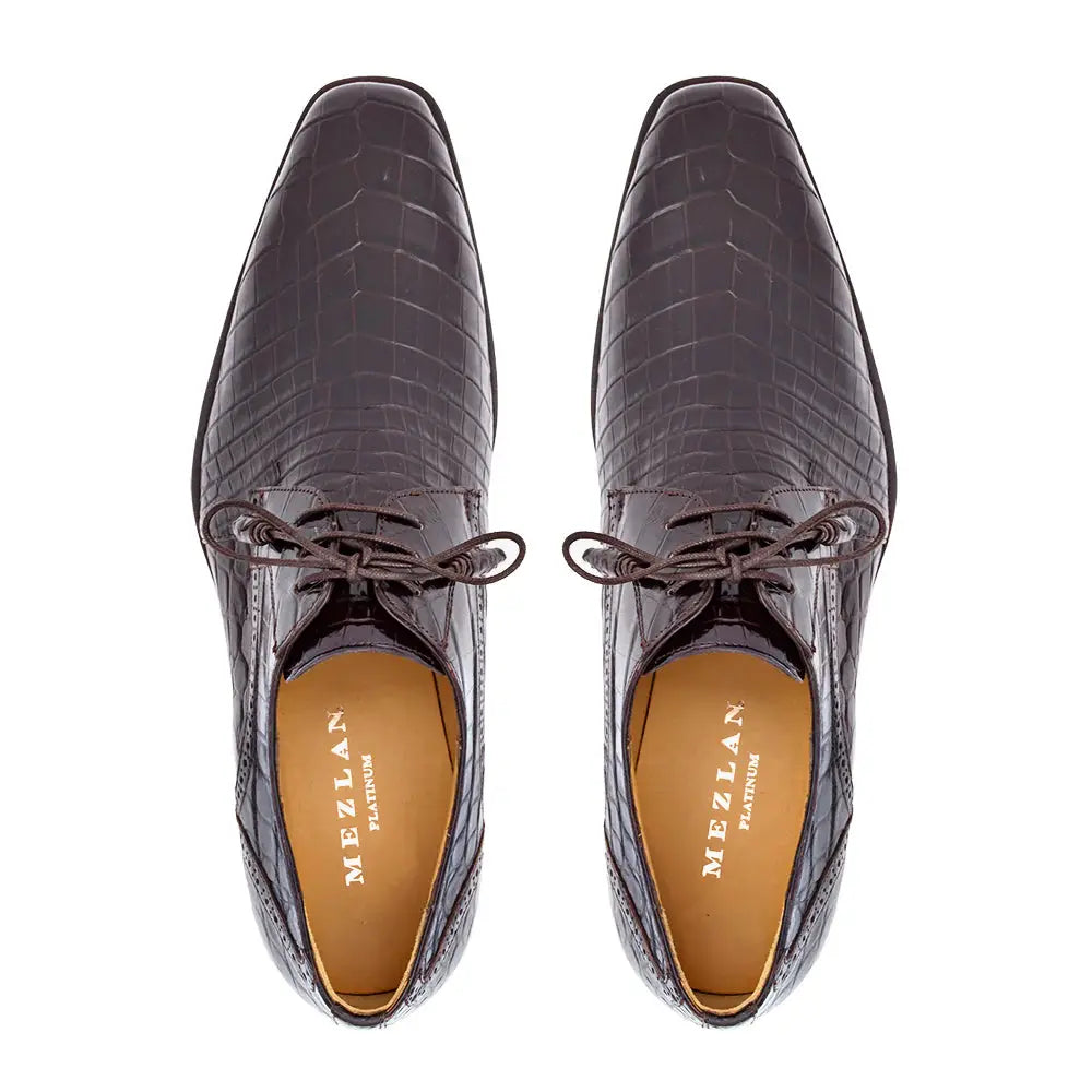 Mezlan Dandy EX4967-J Brown Genuine Alligator Lace Up Oxfords