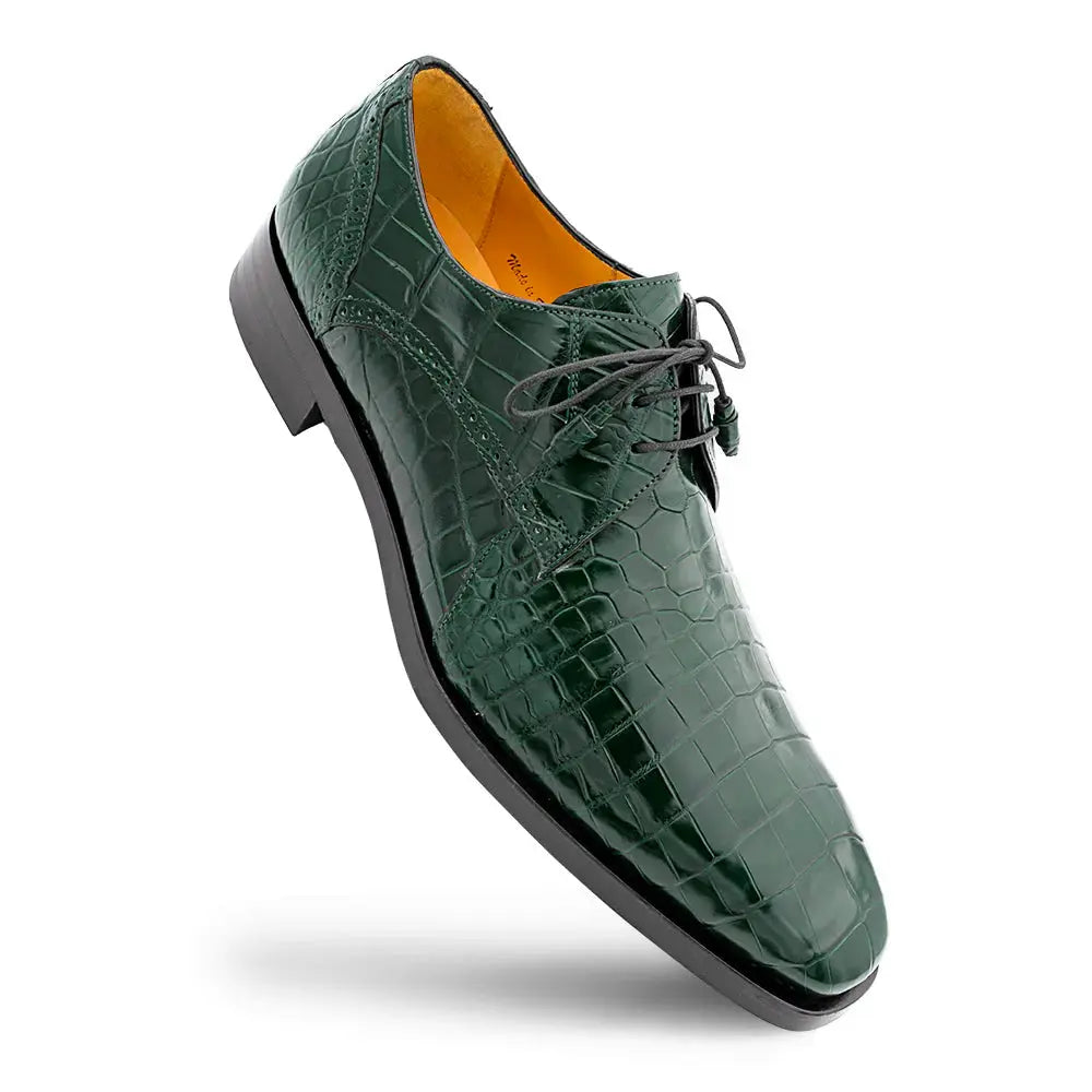 Mezlan Dandy EX4967-J Forest Green Genuine Alligator Lace Up Oxfords