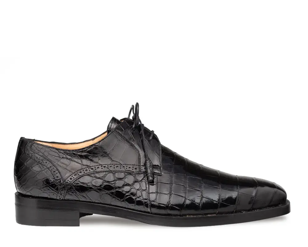 Mezlan Dandy EX4967-J Black Genuine Alligator Lace Up Oxfords