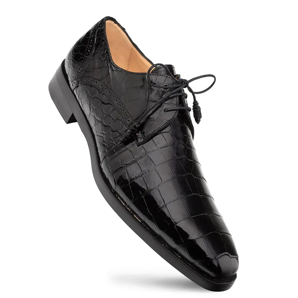 Mezlan Dandy EX4967-J Black Genuine Alligator Lace Up Oxfords