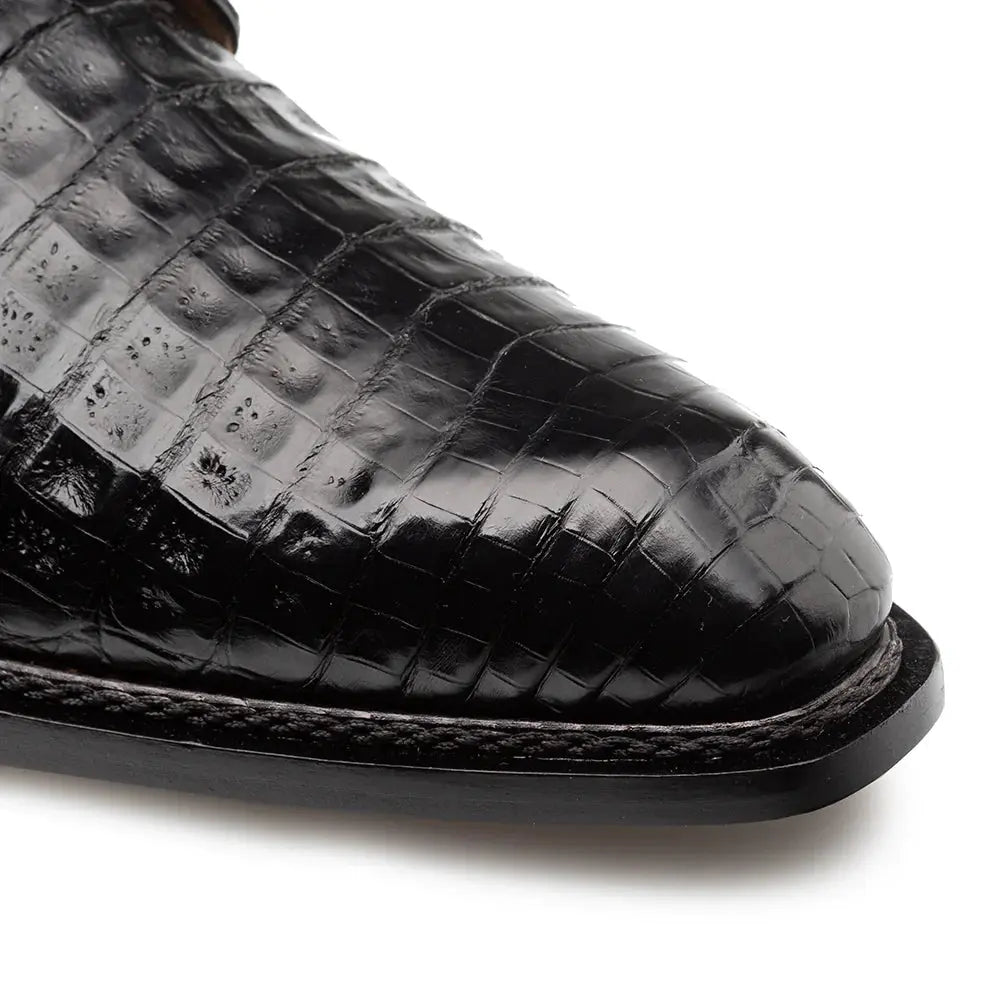 Mezlan Dandy EX4967-J Black Genuine Alligator Lace Up Oxfords