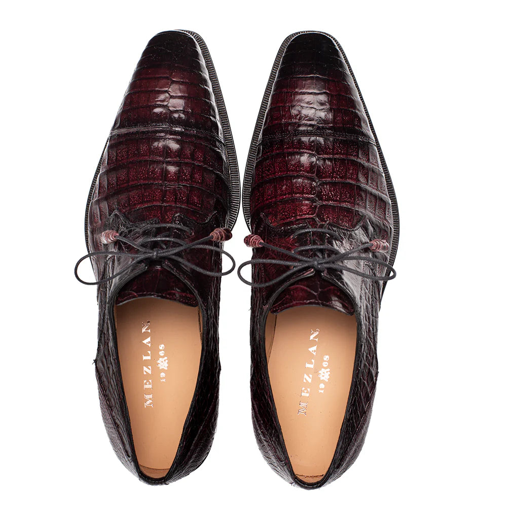 Mezlan Giovane 50032-F Burgundy Crocodile Derby Oxfords