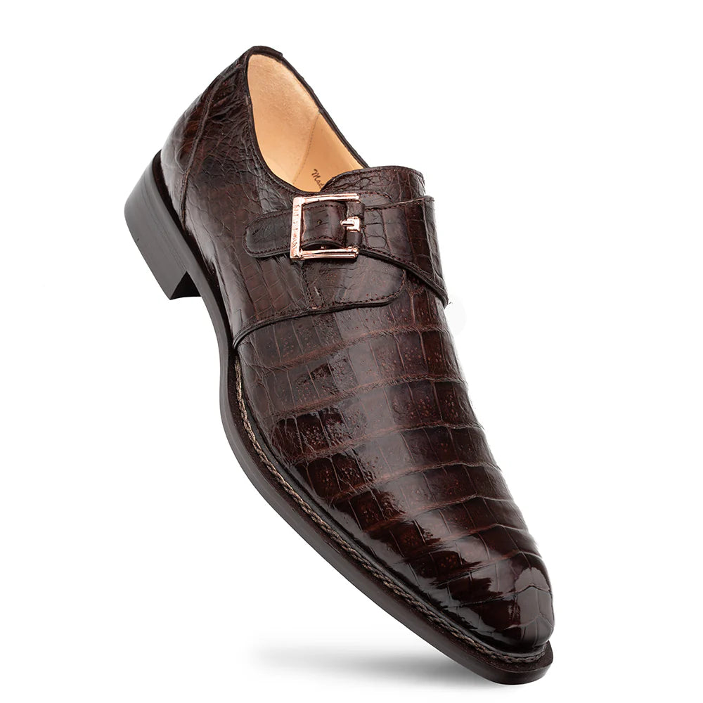 Mezlan Gigolo 50056-F Brown Crocodile Monk Straps