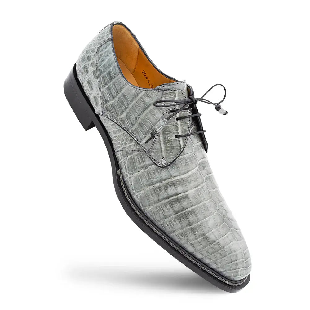 Mezlan Cratos 50070-F Pearl Grey Genuine Crocodile Oxfords