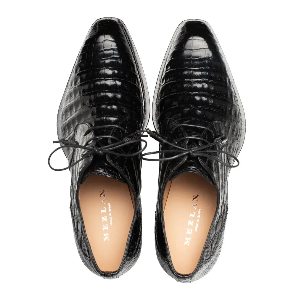 Mezlan Cratos 50070-F Black Genuine Crocodile Oxfords