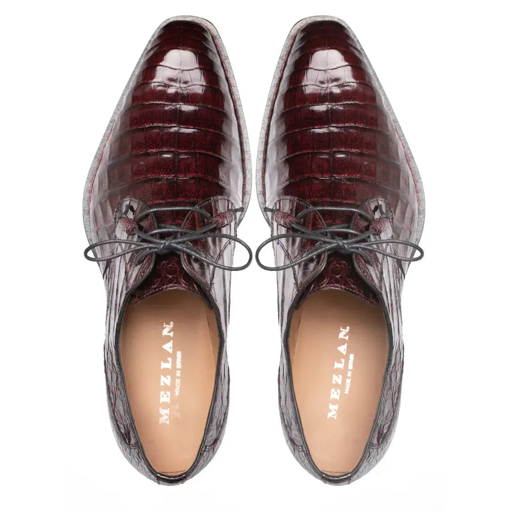 Mezlan Cratos 50070-F Burgundy Genuine Crocodile Oxfords