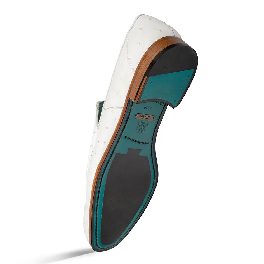 Mezlan Menor 50120-S White Genuine Ostrich Slip On Loafers
