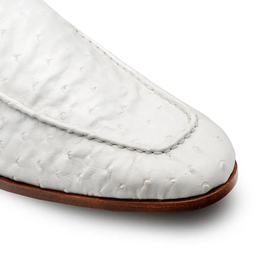 Mezlan Menor 50120-S White Genuine Ostrich Slip On Loafers