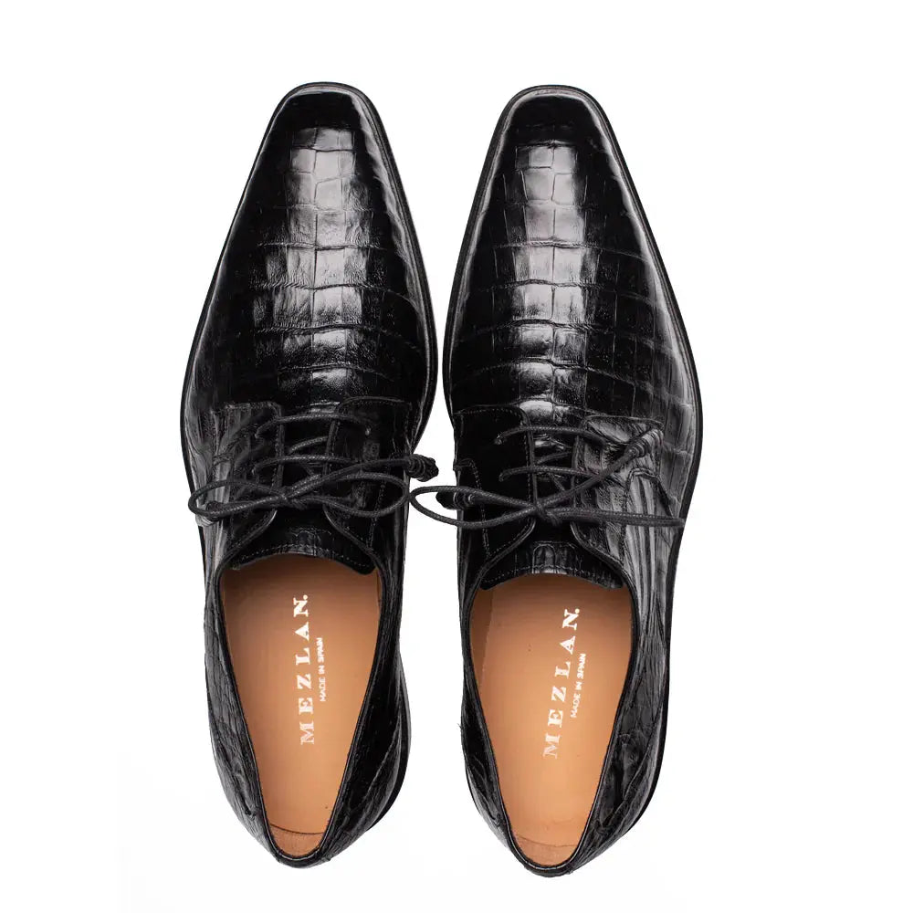 Mezlan Riverside 50180-F Black Genuine Crocodile Oxfords