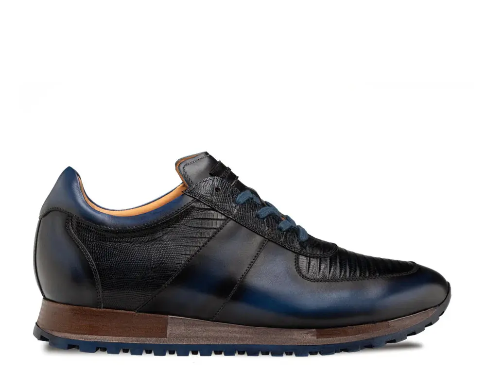 Mezlan Greenwich 50188-L Blue Genuine Calf/Lizard Sneakers