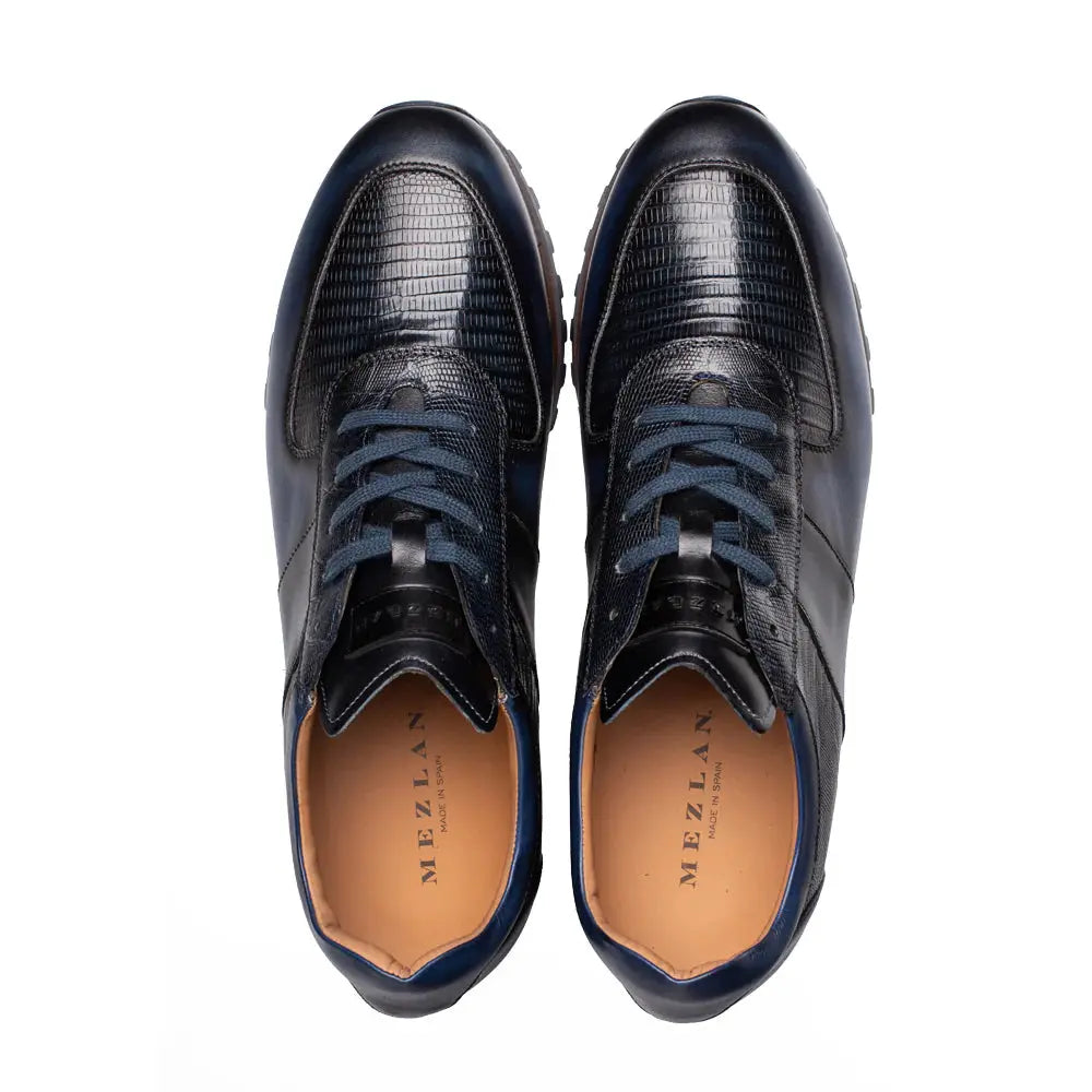 Mezlan Greenwich 50188-L Blue Genuine Calf/Lizard Sneakers