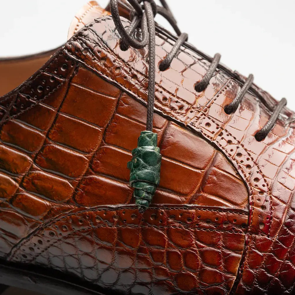 Mezlan Marble 50194-J Cognac Multi-Tone Genuine Alligator Oxfords