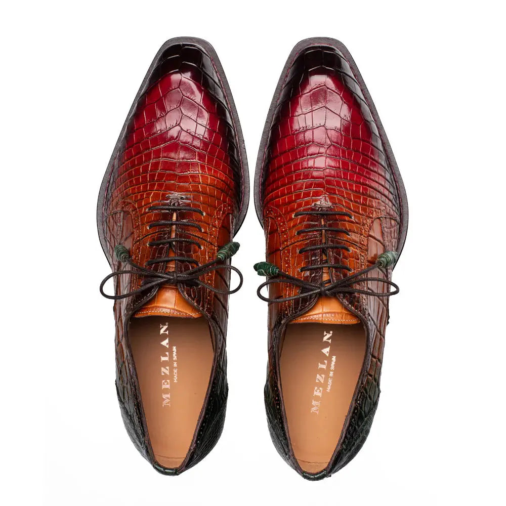 Mezlan Marble 50194-J Cognac Multi-Tone Genuine Alligator Oxfords