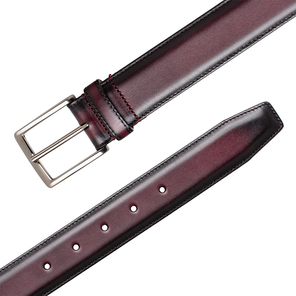 Mezlan AO11522 Classic Patina Burgundy Calfskin Belt