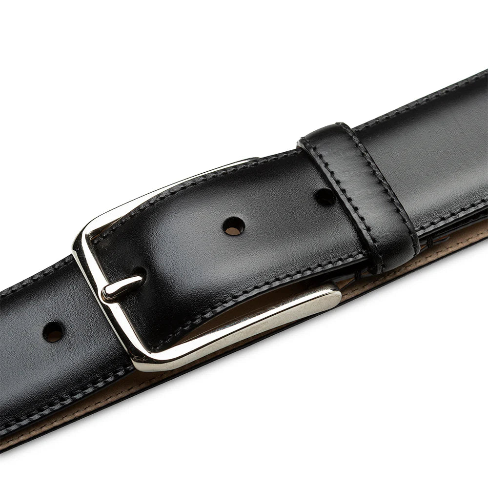 Mezlan AO11532 Center-Piped Black Calfskin Belt