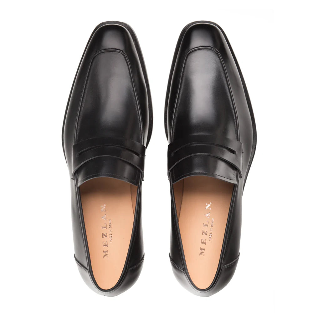 Mezlan Calfskin E20243 Black Penny Loafers