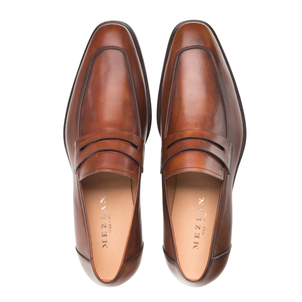 Mezlan Calfskin E20243 Cognac Penny Loafers