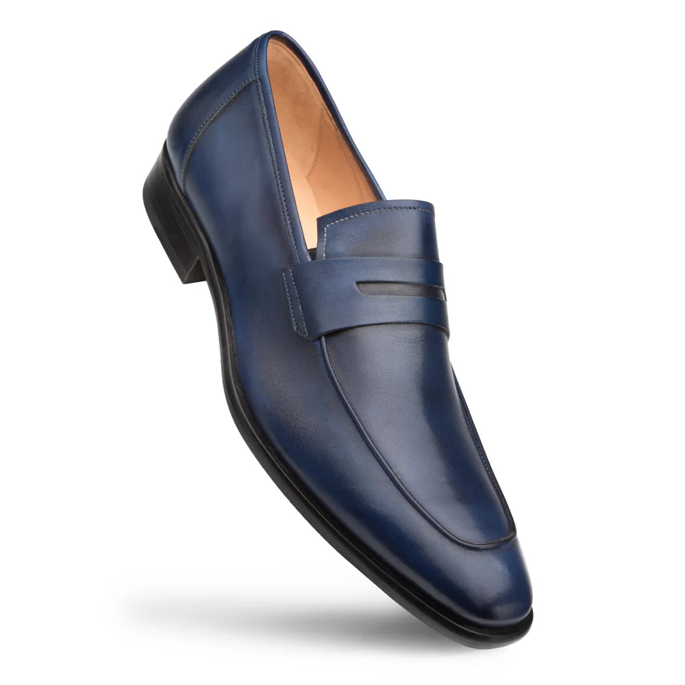 Mezlan Calfskin E20243 Navy Penny Loafers