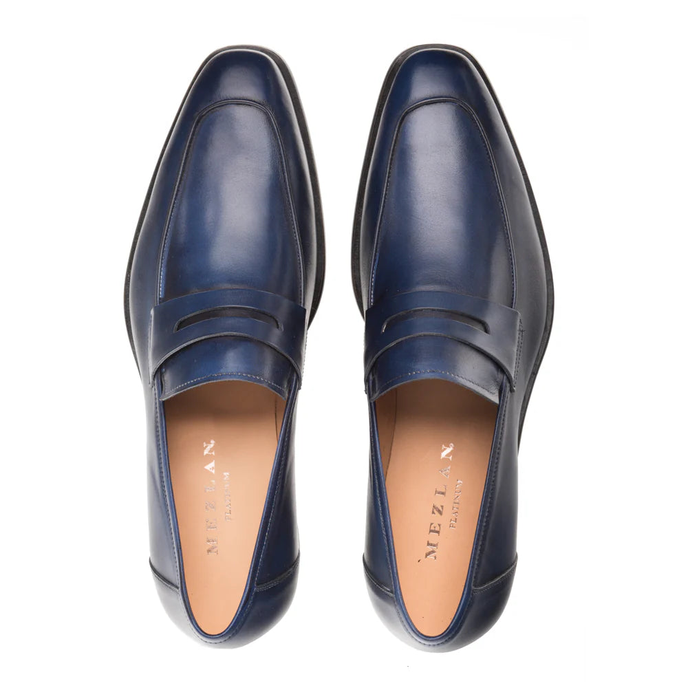 Mezlan Calfskin E20243 Navy Penny Loafers