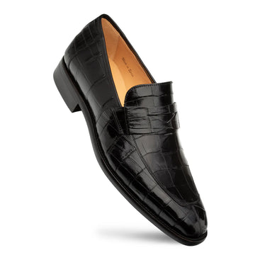 Mezlan Piccolo 4954-J  Black Alligator Penny Loafers