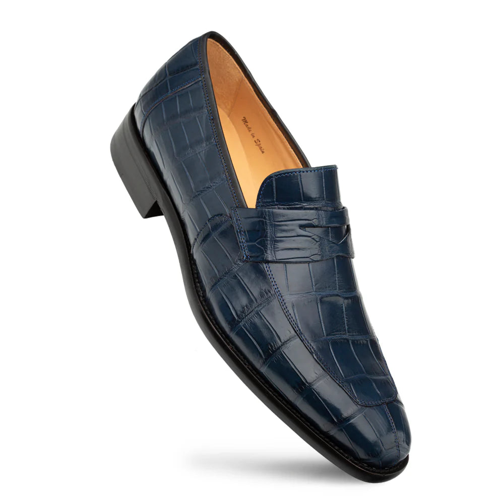 Mezlan Piccolo 4954-J  Blue Alligator Penny Loafers