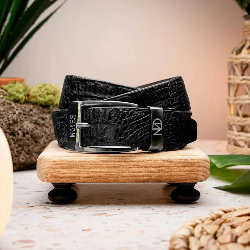 Marco Di Milano Riccardo Black Genuine Crocodile Belt