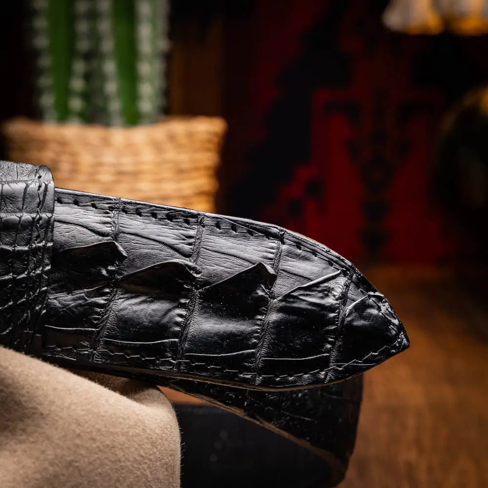 Marco Di Milano Marlboro Black Genuine Hornback Crocodile Belt