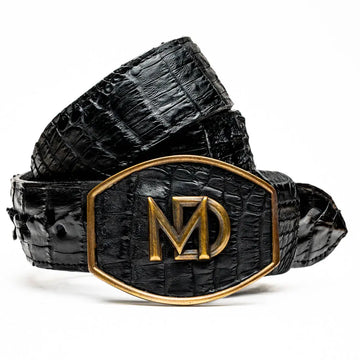 Marco Di Milano Marlboro Black Genuine Hornback Crocodile Belt
