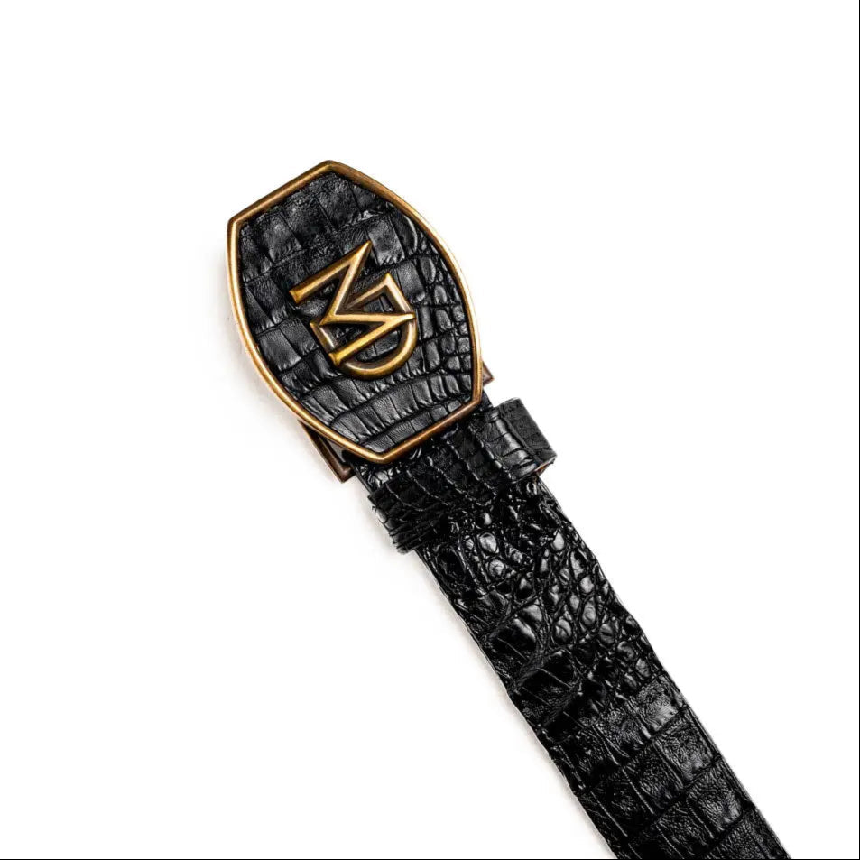 Marco Di Milano Marlboro Black Genuine Hornback Crocodile Belt