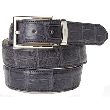 Mauri Medium Grey Genuine Alligator Hand-Painted Burnished Belt