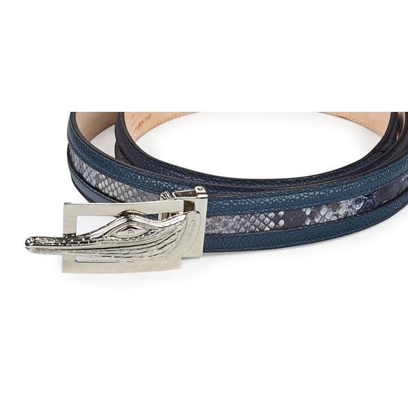 Mauri Navy Genuine Python Belt