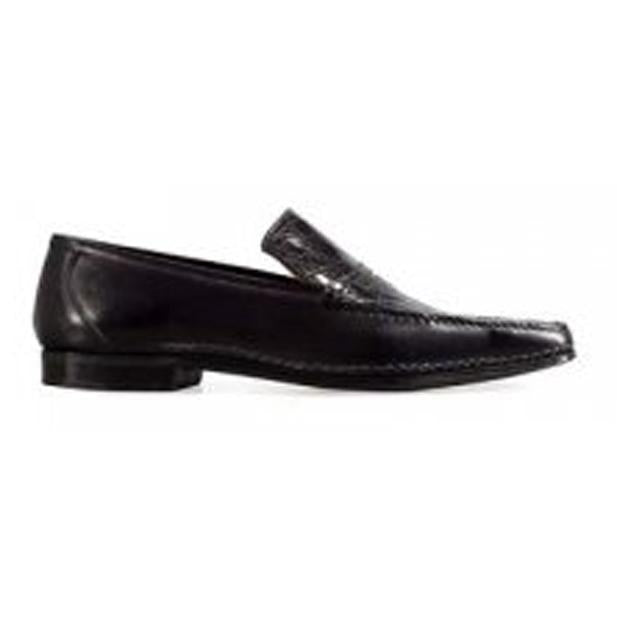 Mauri 0607 02 Black Genuine Crocodile Loafer Shoes