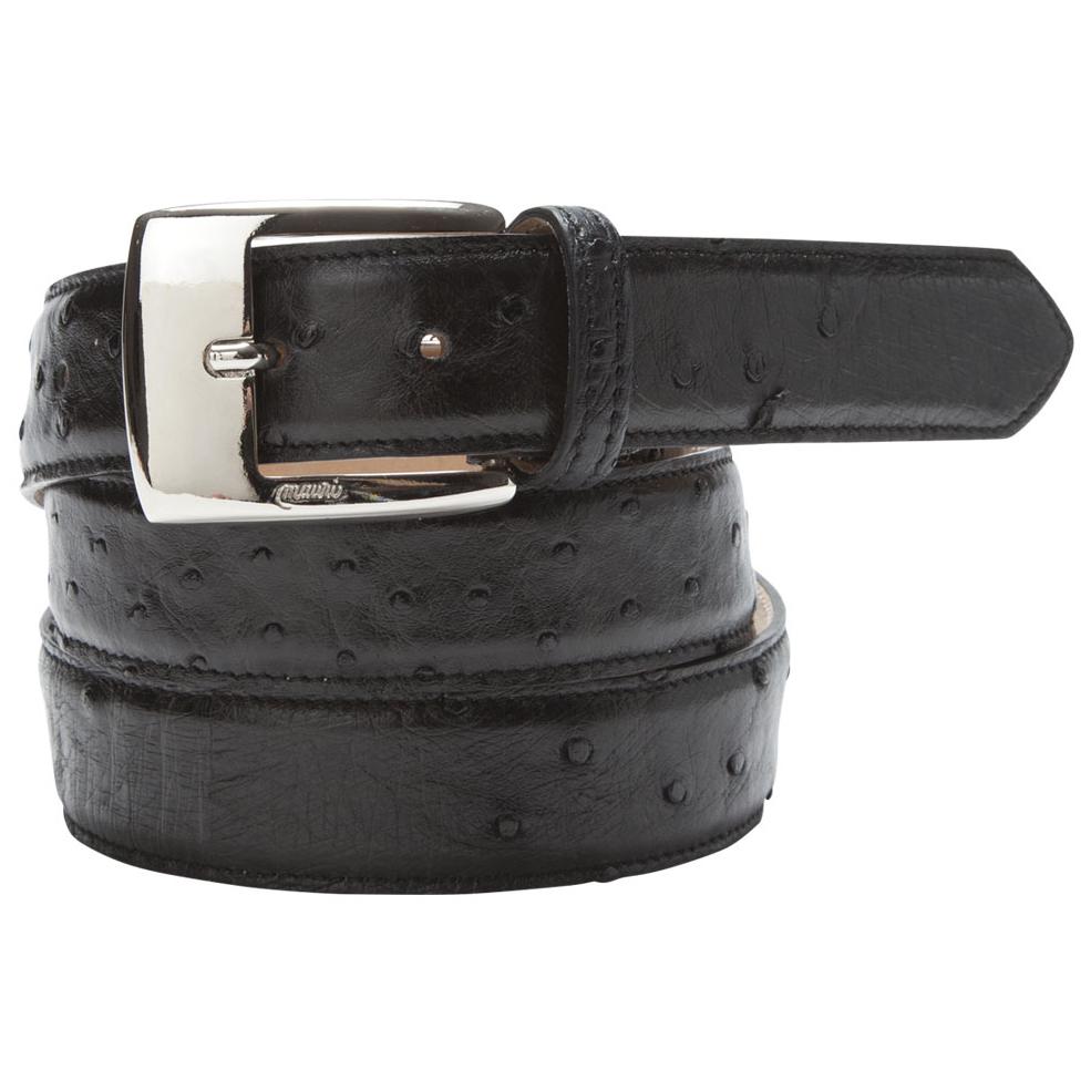 Mauri Black Genuine Ostrich Belt 