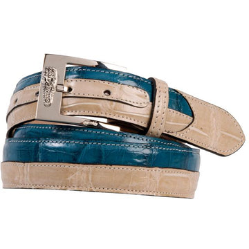 Mauri Champagne/Caribbean Blue Genuine Alligator/Crocodile Belt