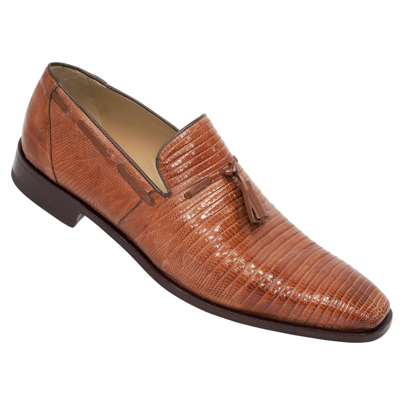 Mauri 1034 Cognac Genuine Lizard Hand Painted/Burnished Cognac Calf Dressy Loafer Shoes 