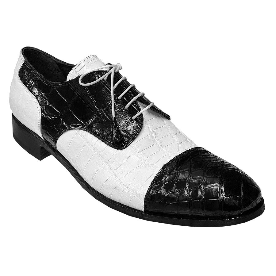 Mauri 1072 Black/White Genuine All Over Alligator Shoes