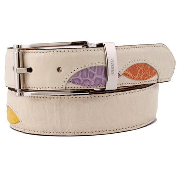 Mauri Cream/Mauve/Neon/Sherbert Genuine Alligator Belt