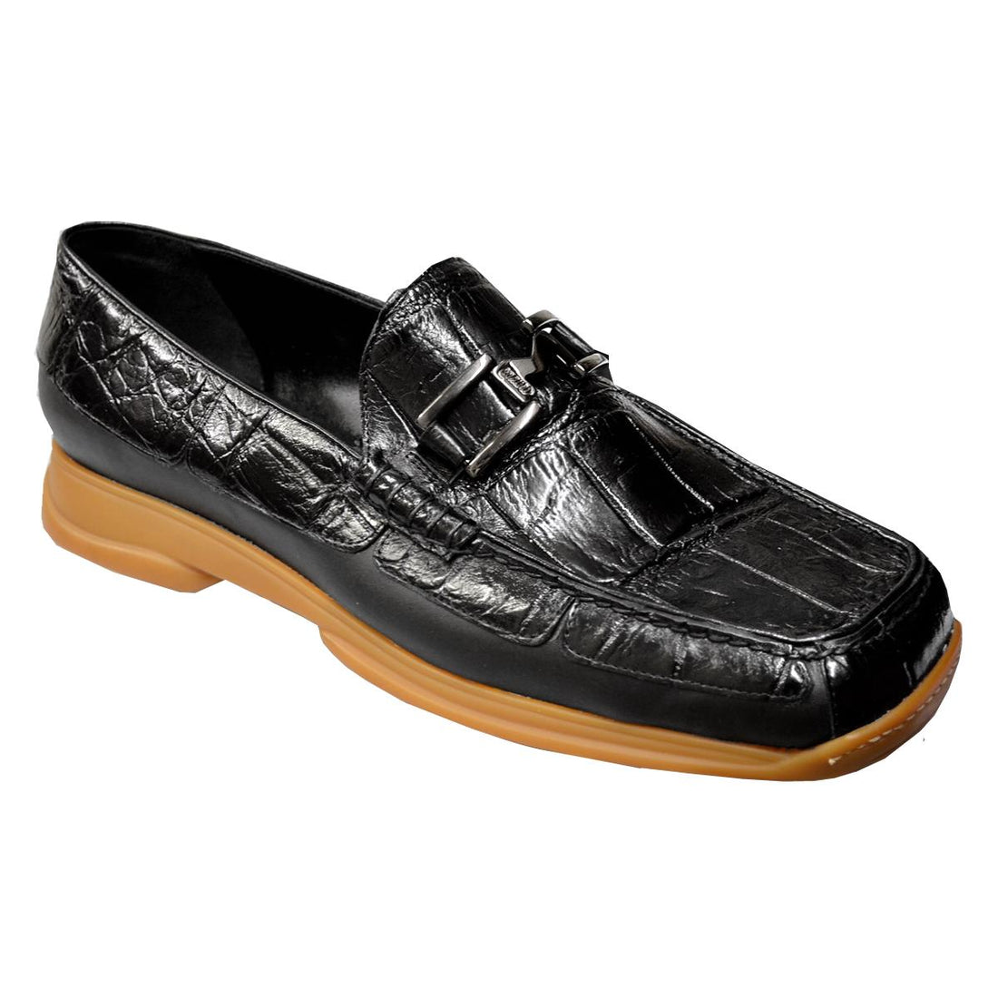 Mauri 1138 Black Genuine Alligator/Nappa Trimming Loafer Shoes