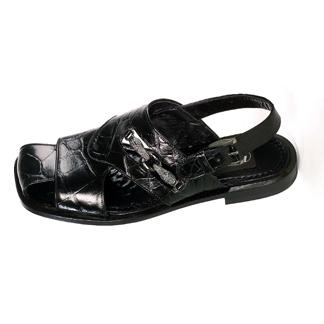 Mauri 1237 Black All-Over Genuine Alligator Sandals