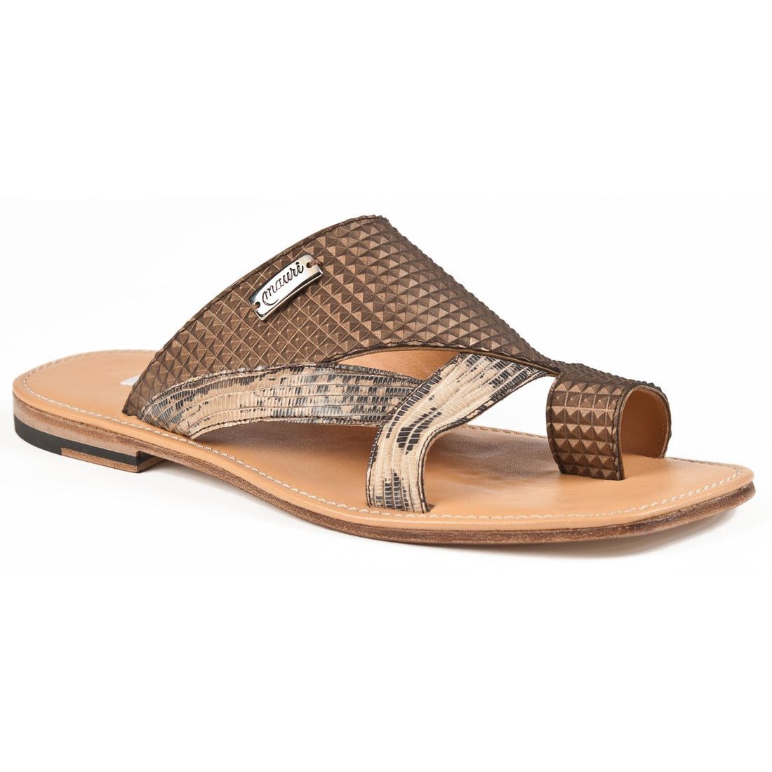 Mauri 1260/5 Brown/Bronze Genuine Tejus/Fabric Slide-In Open Toe Sandals