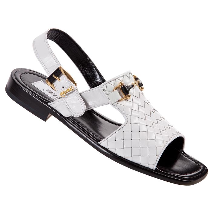 Mauri 1329 White Genuine Woven Leather/Kidskin Sandals